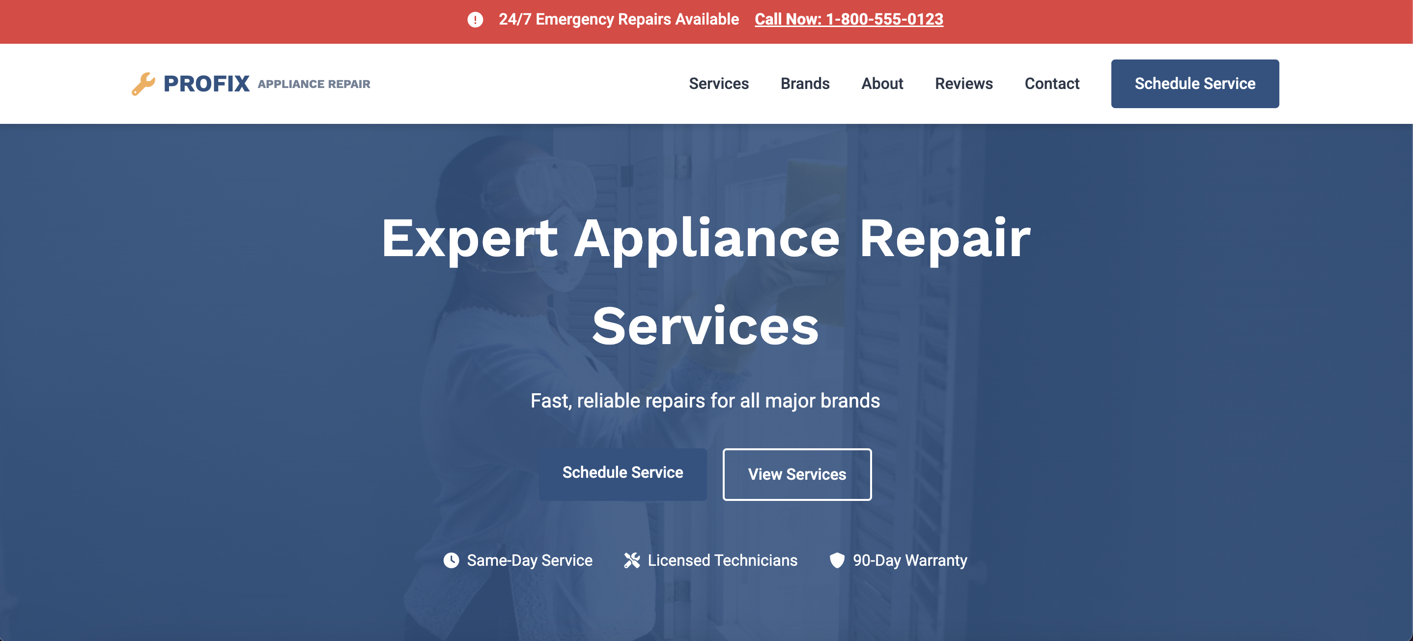 Appliance Repair Website Example