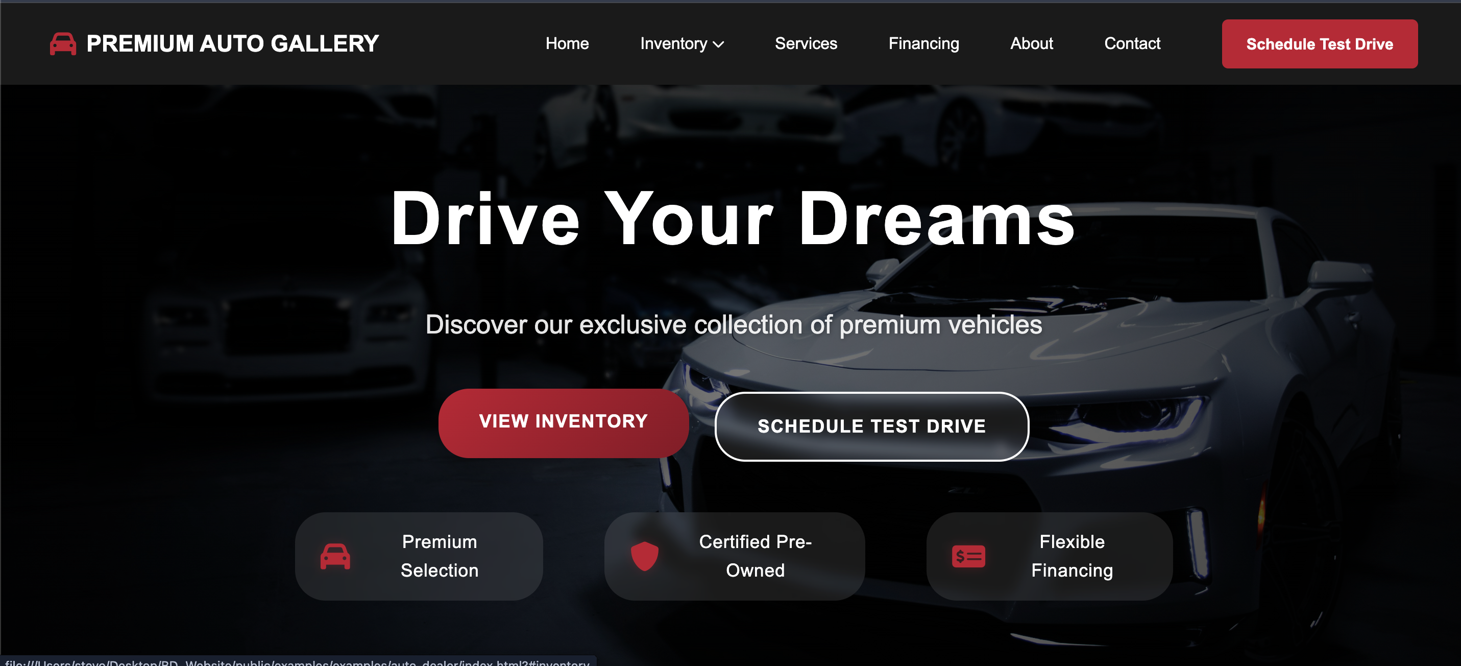 Auto Dealership Website Example