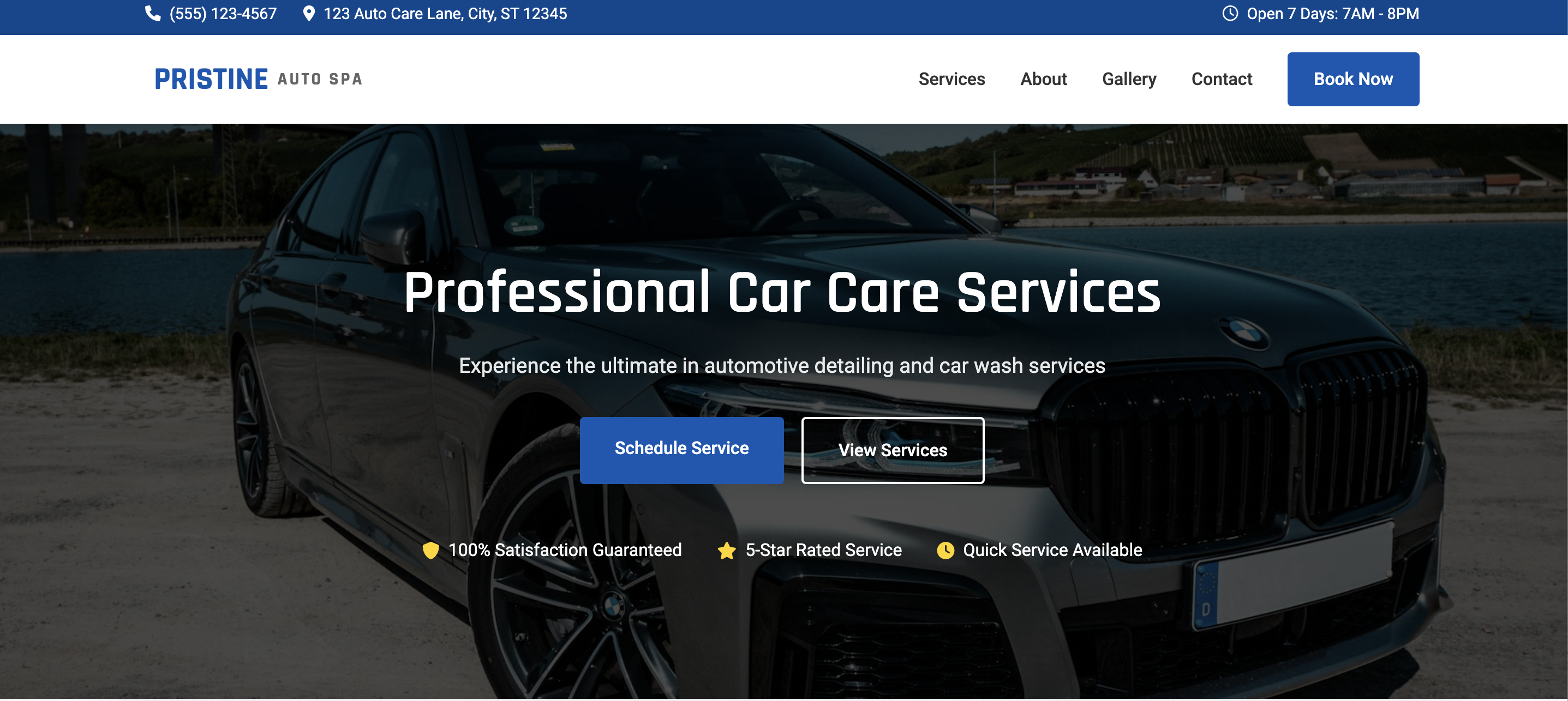 Car Wash Website Example