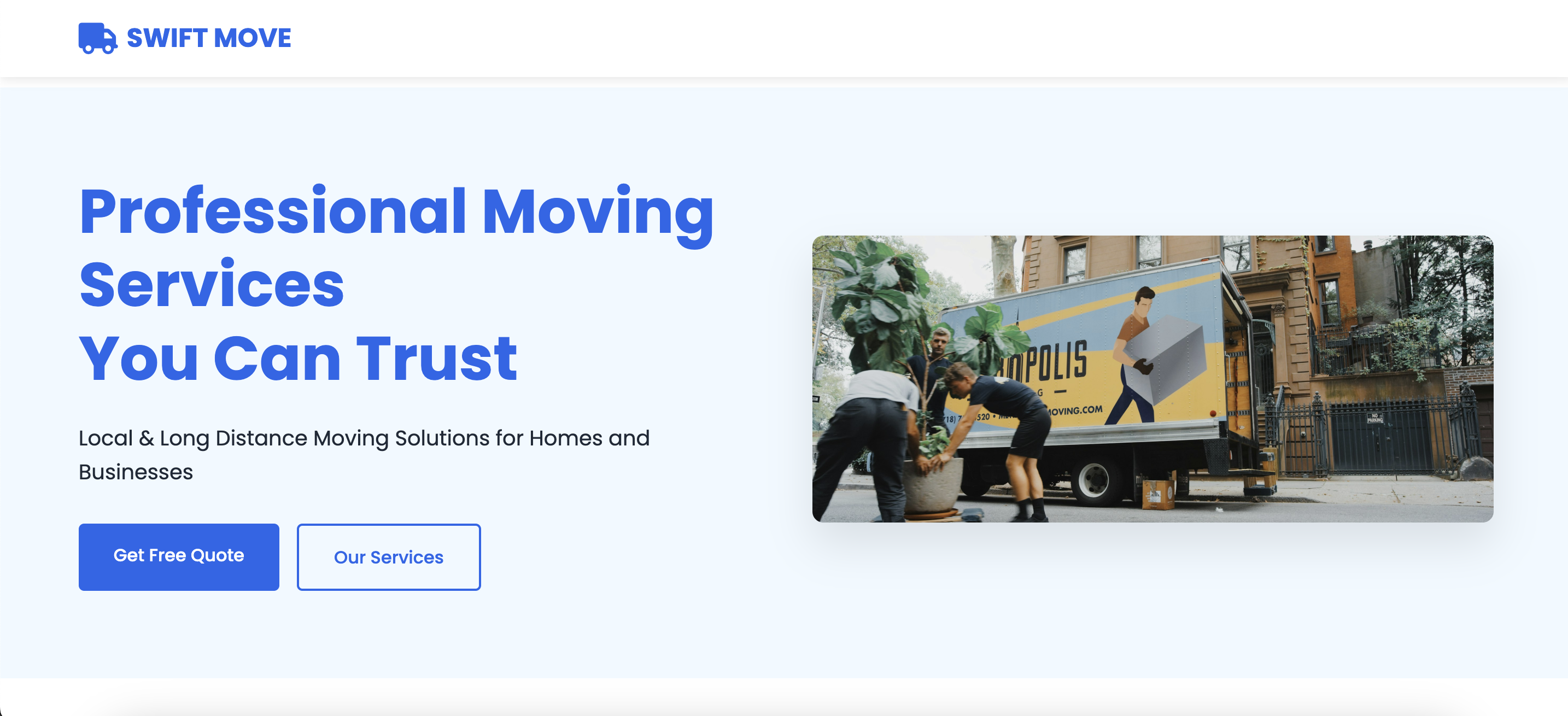 Moving Company Website Example