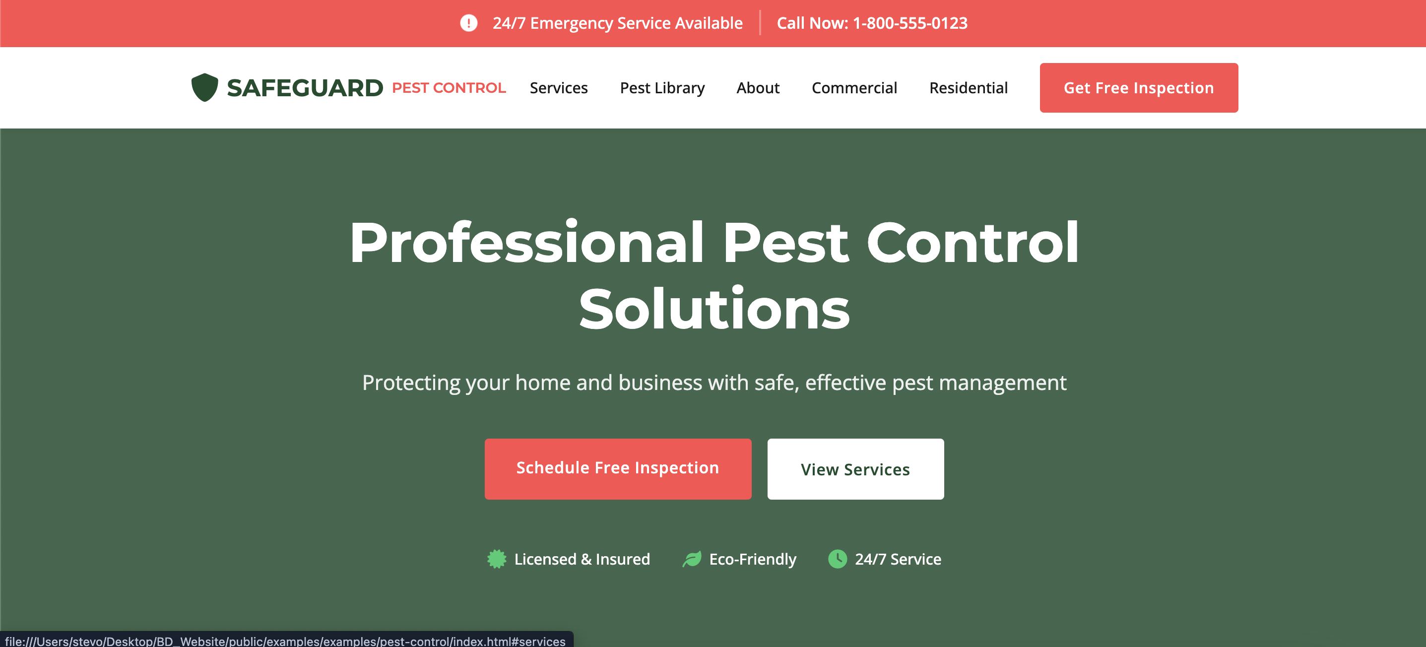 Pest Control Website Example