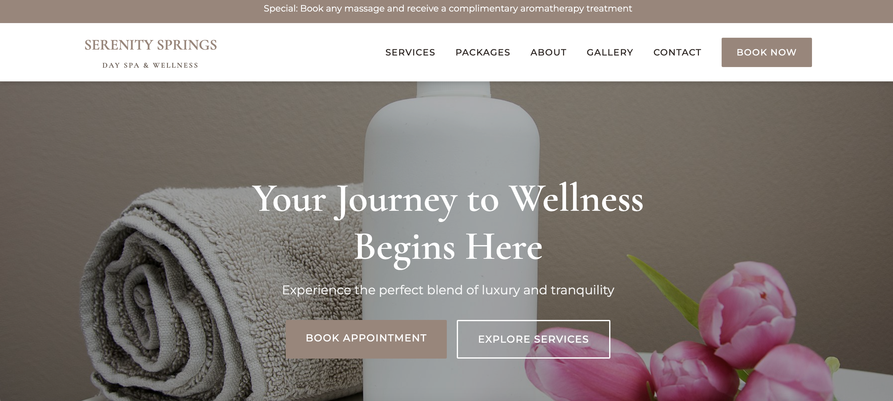 Day Spa Website Example