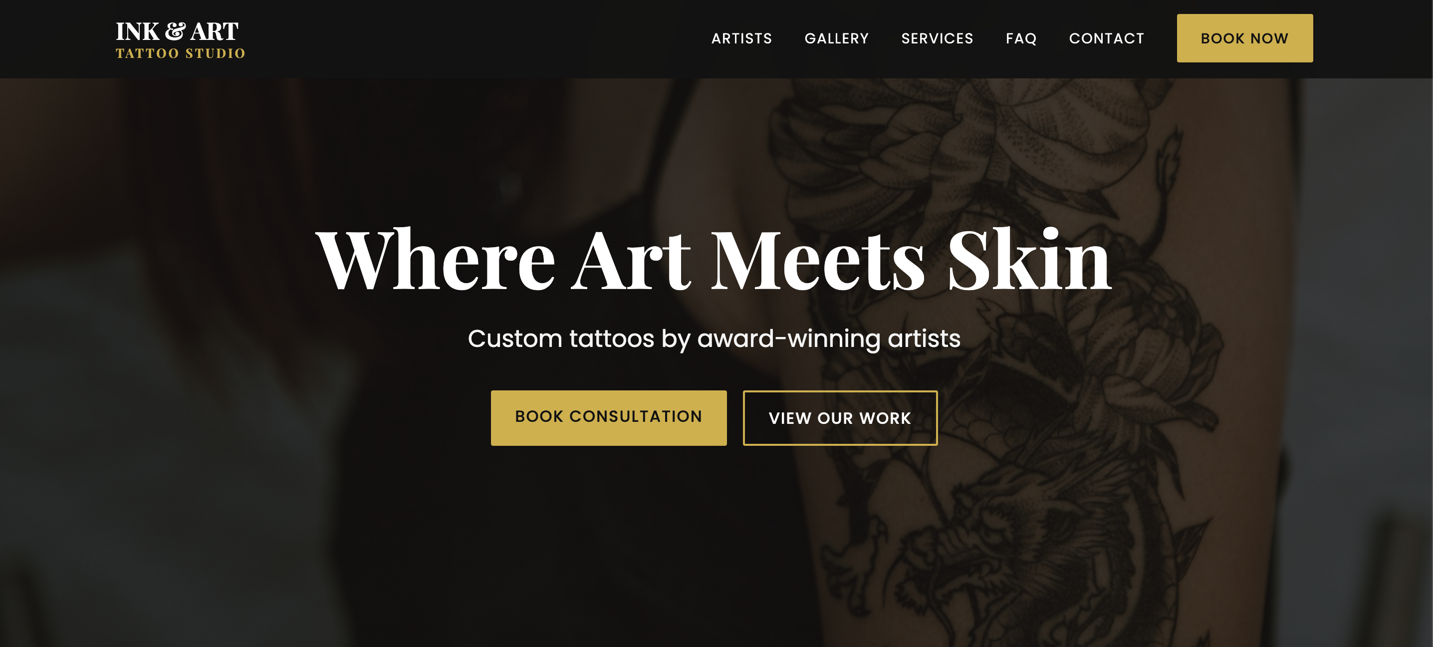 Tattoo Studio Website Example